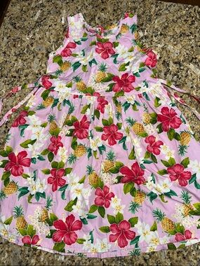 Hilo Hattie Pink Tropical Floral Pineapple Kids Dress